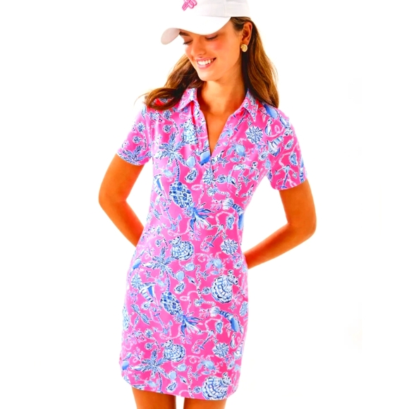 NWT Lilly Pulitzer UPF 50+ Dune Dress Rousseau Pink Barefoot Beachcomber… - Picture 2 of 13